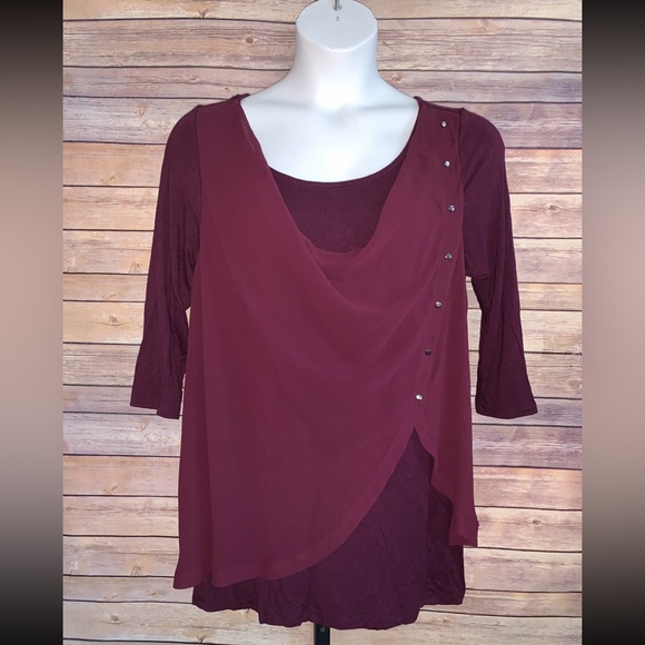 Lane Bryant Burgundy Wrap Top - Size 14/16 - Picture 1 of 7